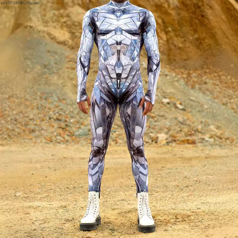 

Men Cyber Punk 3d Digital Print Iron Fighter Cosplay Bodysuit Party Role Play Outfit Zentai Suit Costume Carnival Jumpsuit