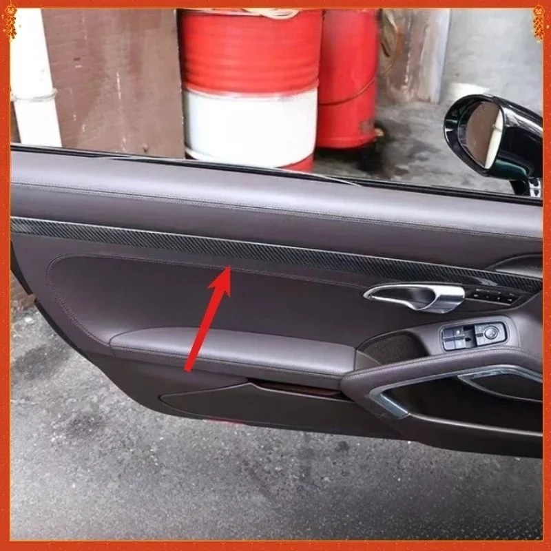 

For Porsche 718 911 Real Dry Carbon Fiber Interior Decoration Door Panel Trim Strip Handle Sticker Modification Accessories