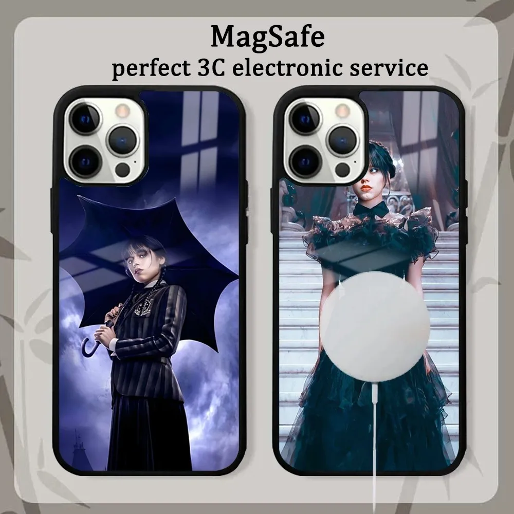 Wednesday A-Addams Family Tv Show Phone Phone Case For iPhone16 15 14 13 12 11 Pro Max Plus Mini Mirror Magnetic Cover