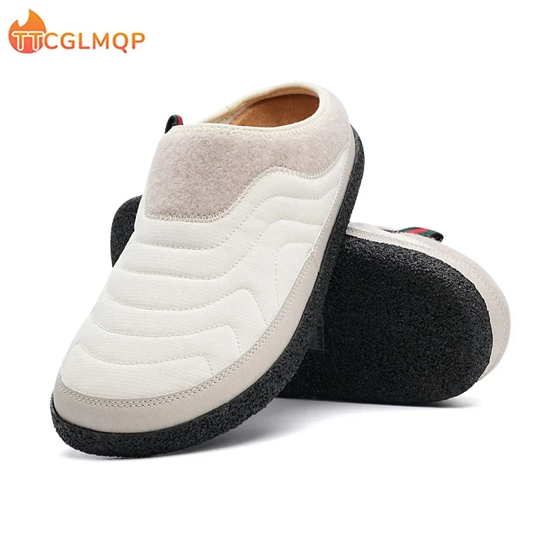 Winter Men\'s Slippers Indoor Warm Shoes Plush Flock Male Slippers For Home Hard-wearing Outdoor Non slip Walking Mans Footwear