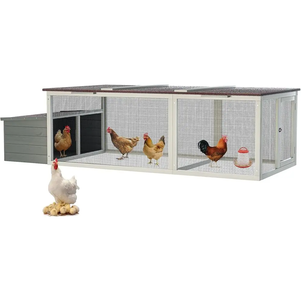 

Просторный деревянный курятник с гнездовым ящиком, водонепроницаемой крышей и надежными замками для использования на улице