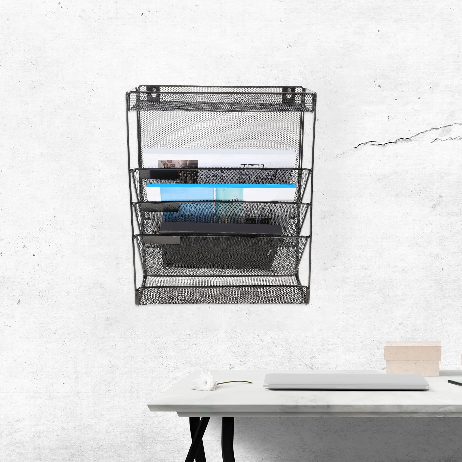 

Multifunctional Rack Wall Organizer Vertical Storage Iron Magazine Document Holder Binder Envelope Desktop Rack Smooth
