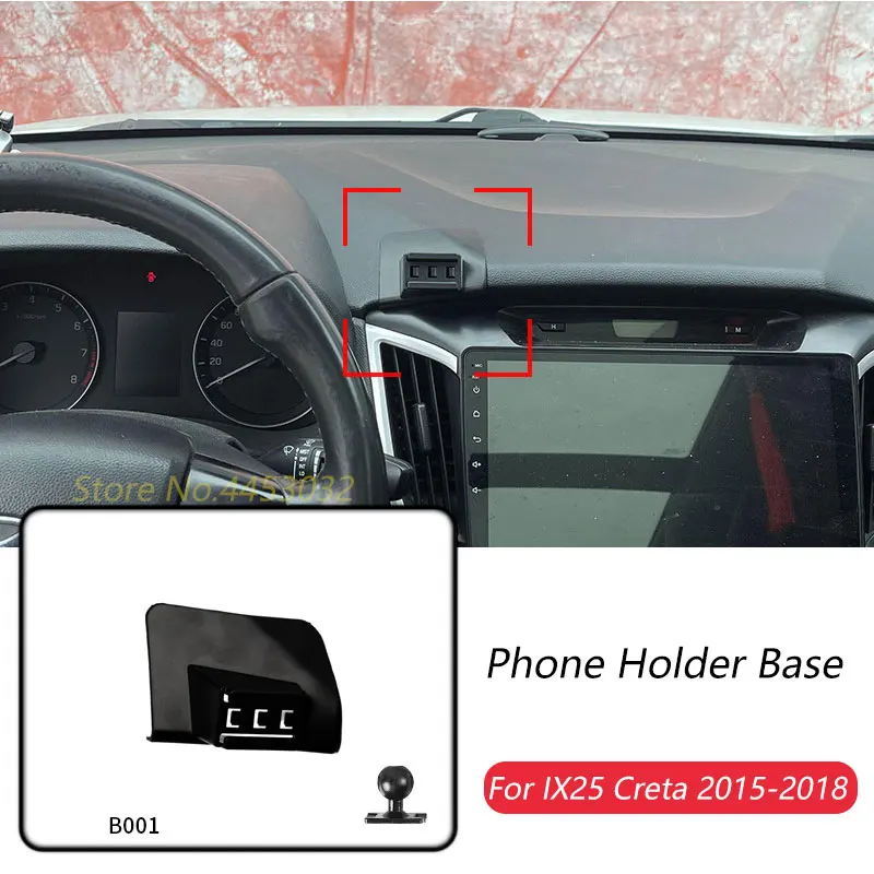 Car Phone Holder Base Special Mounts For Hyundai IX25 Creta 2015-2018 Fixed Air Outlet Bracket Base Accessories With Ball 17mm