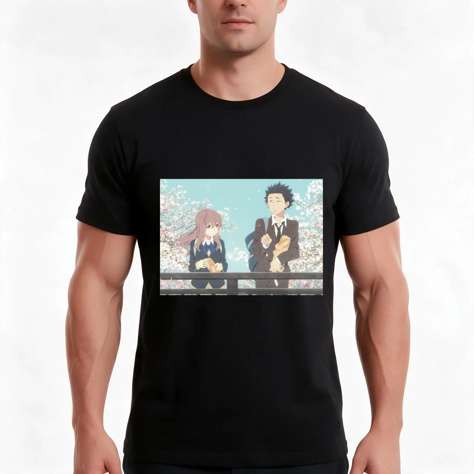 A Silent Voice | Shoya | Shouko | Anime movie T-Shirt, Summer Casual Cotton Tee, Oversized Streetwear Tops, Unisex Men Women