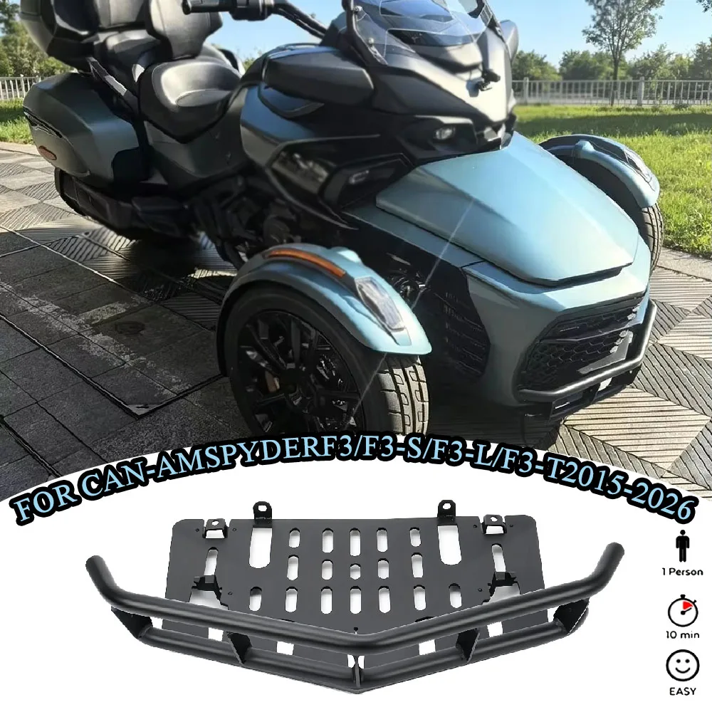 

Apply To For Can-Am Spyder F3 F3-S F3-L F3-T2015-2026Black Aluminum Performance Tubular Front Bumper Guard With Skid Plate Cover