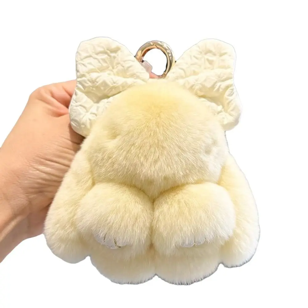 Weicher, flauschiger Kunstfell-Kaninchenfell-Schlüsselanhänger, hängende Ornamente, Pompon-Plüsch-Kaninchen-Schlüsselanhänger, Plüschpuppen, Kawaii-Häschen-Anhänger für Damen – Detail 8
