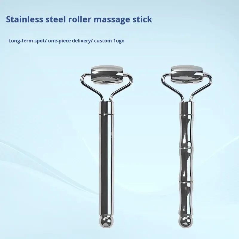 Rodillo de doble cabezal, herramientas para el cuidado de la piel, para cara, ojos, cuello, acero inoxidable 304, masaje de belleza Facial, herramienta Gua Sha en forma de corazón, masaje Facial