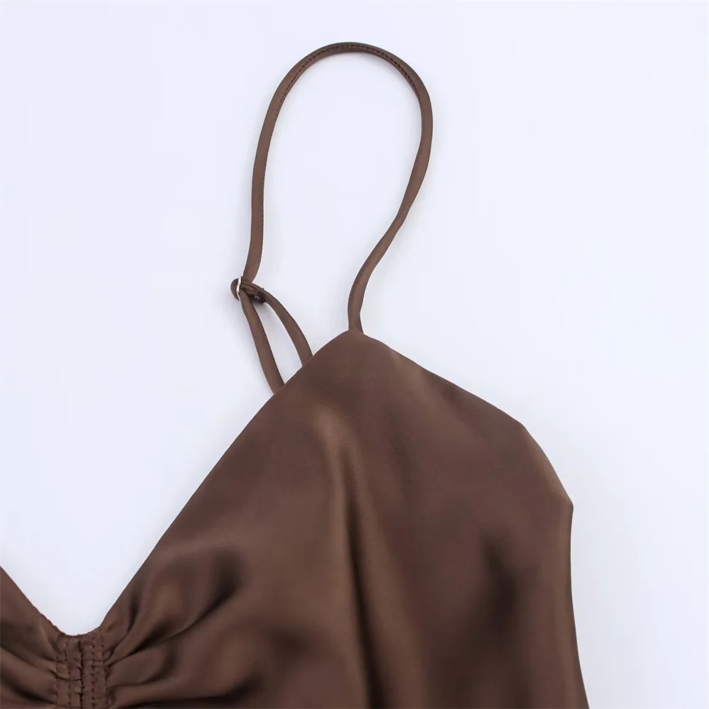 Robe MIDI plissée en satin de soie pour femmes, vêtements à la mode, style européen et américain, nouvelle collection automne