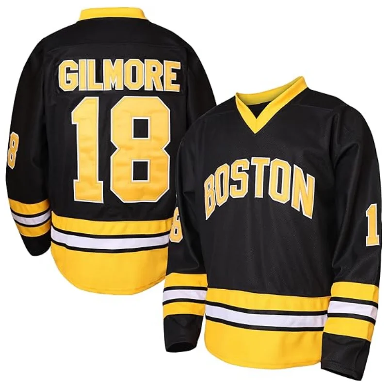 

Movie Adam Sandler #18 Happy Gilmore Ice Hockey Jersey Outdoor Sportswear Cosplay 1996 Hip Hop Clothing Sewn Men's Hockey Shirt