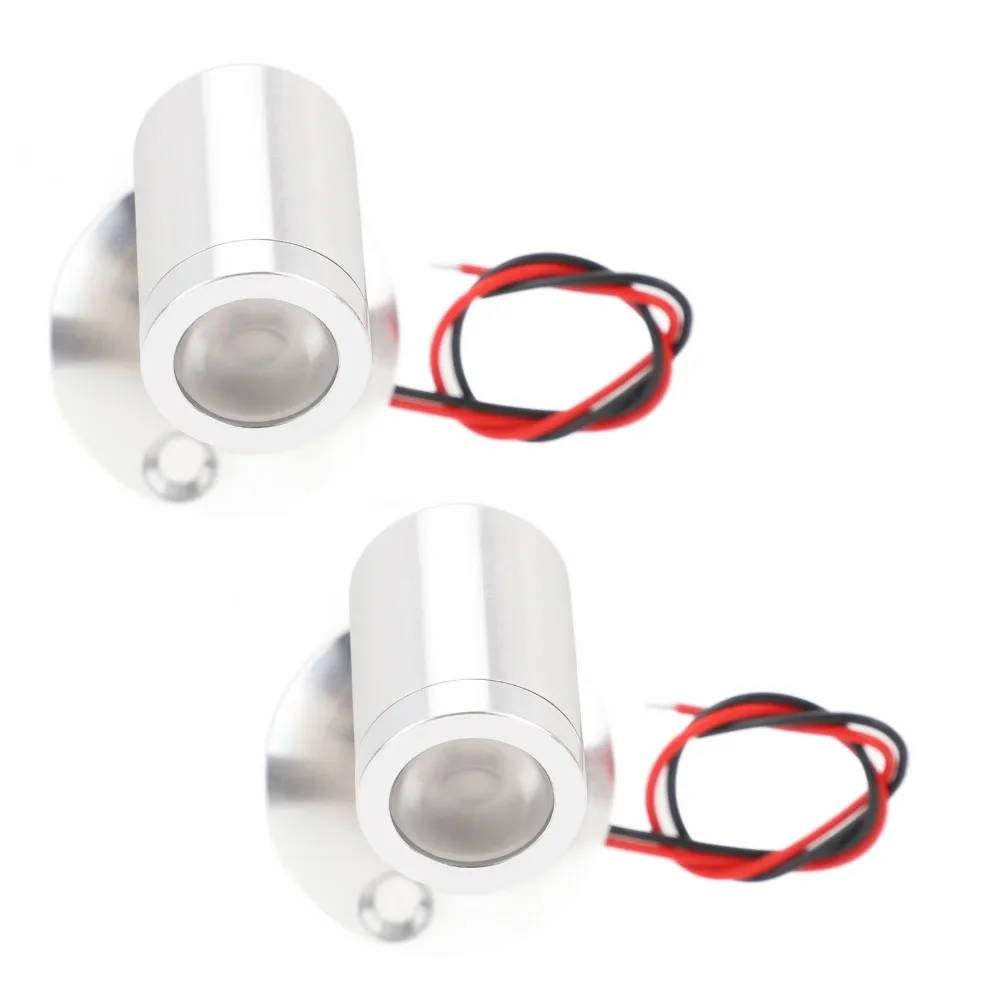 

Комплект из 2 мини-светодиодных прожекторов DC 12V с регулируемым углом наклона, корпус из алюминиевого сплава, серебристые, поворотные