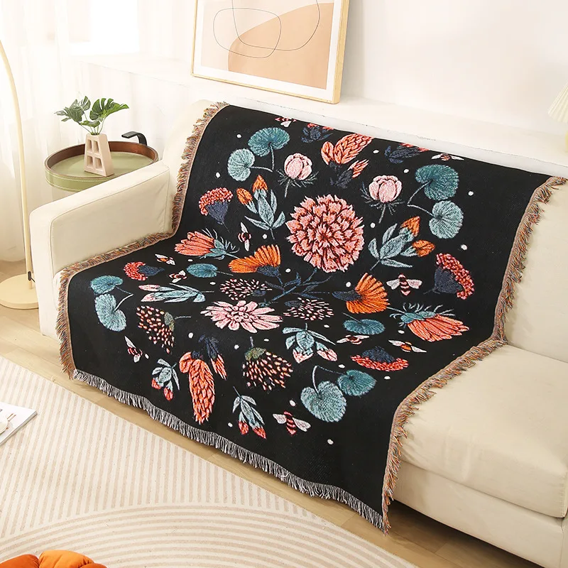 

Sofa Blanket Decorative Tapestry Nap Blanket Office Warm Bed Tail Towel Tassel Towel Multi-purpose Comfortable Camping Blanket