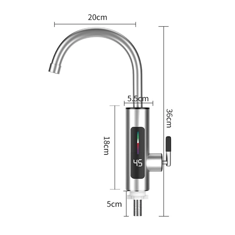 1 Set keran pemanas Cepat tiga detik, keran dapur rumah tangga baja tahan karat guna ganda untuk penggunaan dingin dan panas colokan EU A