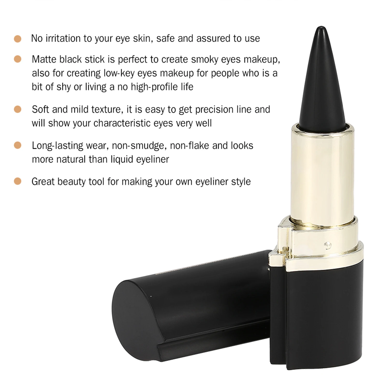 Black Eyeliner Pencil Waterproof Eye Enhancing Stick Solid Thick Gel Smooth Long Lasting Smoky Eye Liner Cosmetic Beaut