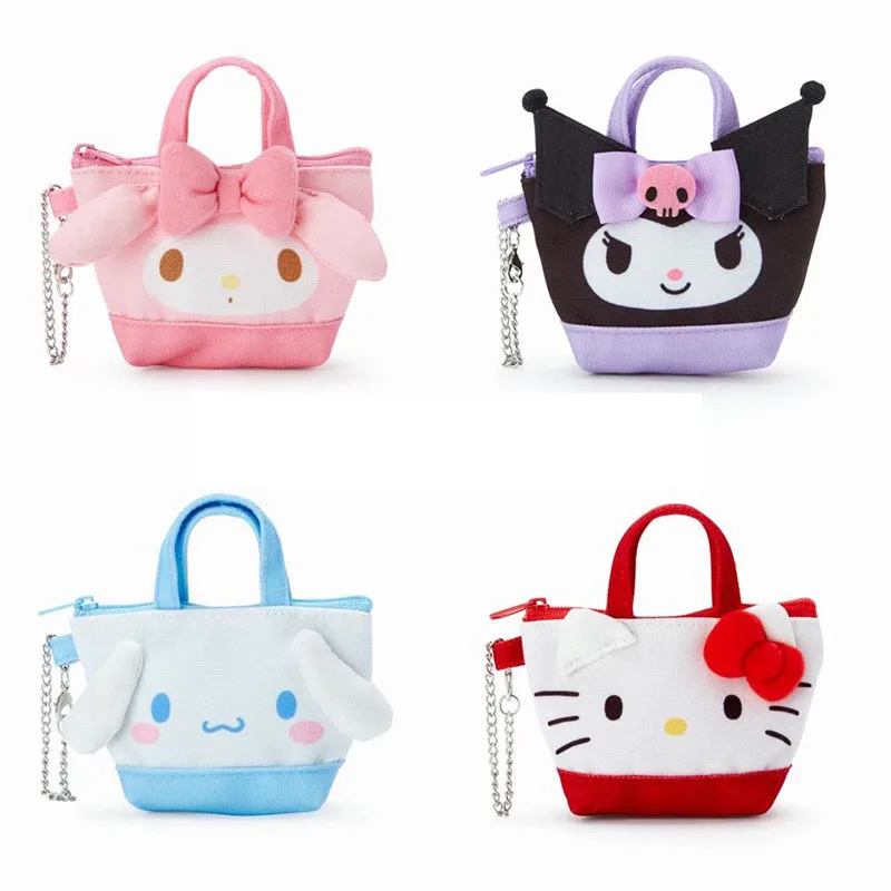 Sanrio Hello Kittys Kuromi Cinnamoroll My Melody Coin Purses Cute Cartoon Kawaii Mini Handbag Earphone Storage Bag Toy Girl Gift