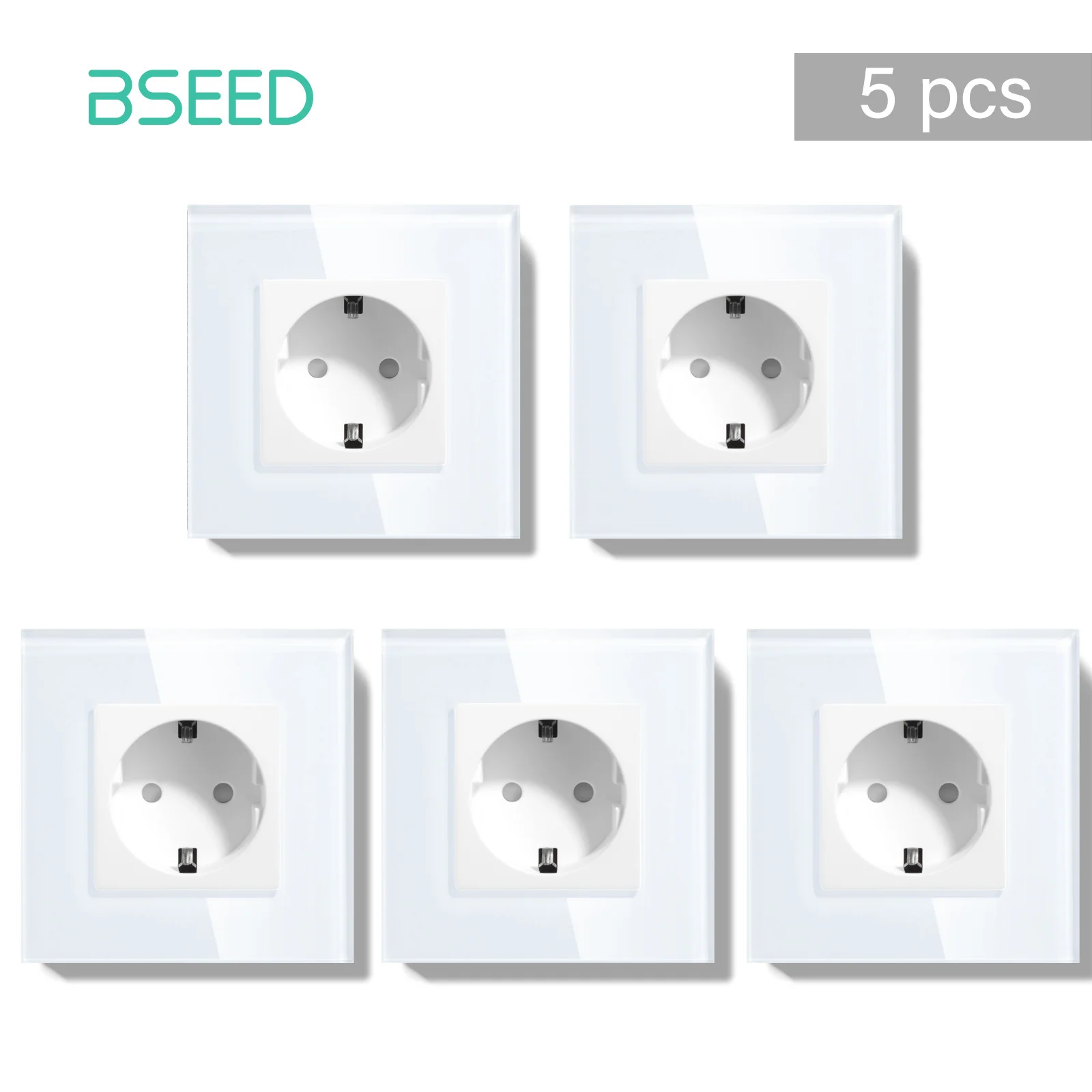 BSEED Wandcontactdoos Glazen frame 16A Enkel stopcontact EU-norm voor thuiskantoor Slaapkamer Stopcontact