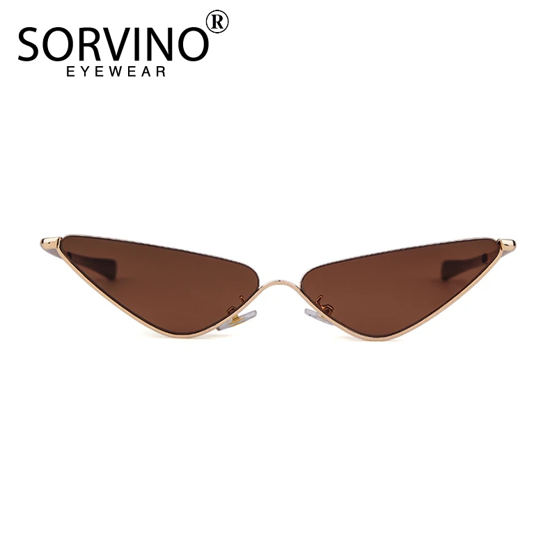 SORVINO Designer Half Frame Triangle Cat Eye Sunglasses 2020 Women Brand 90s Vintage Small Cateye Sun Glasses Tiny Shades SP228