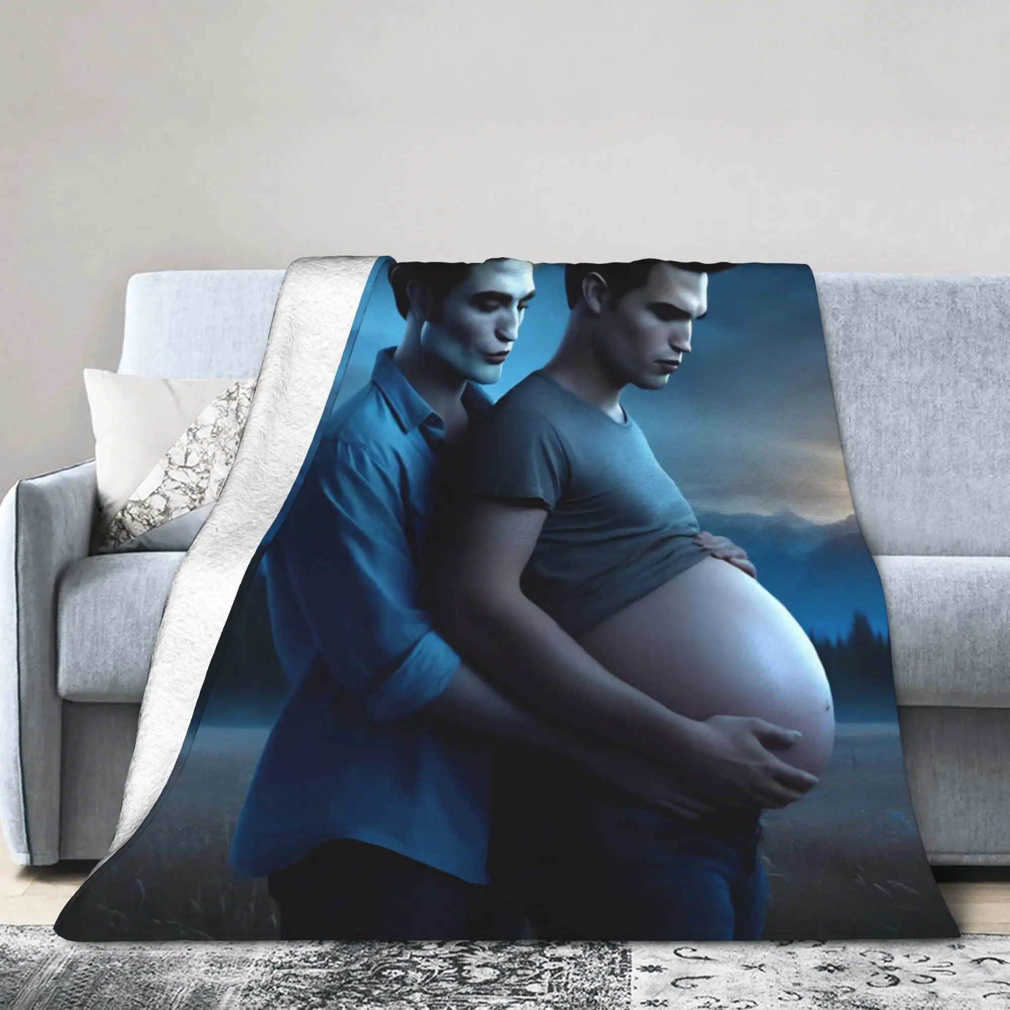 The Twilight Saga Movie Flannel Throw Blankets Funny Jacob Edward Vampire Blankets for Sofa Couch Super Soft Bed Rug