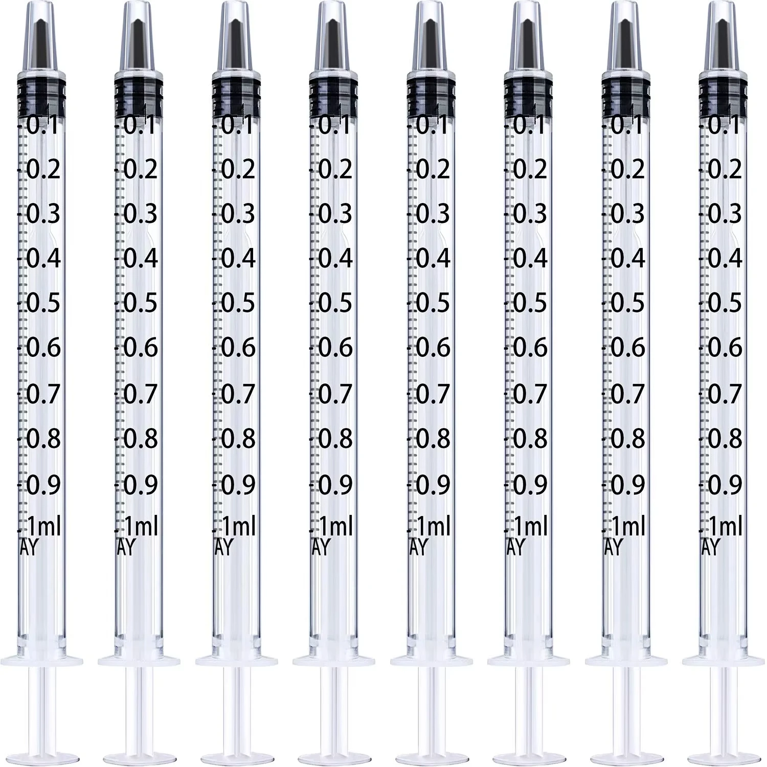 1 ml/cc Sterylizowana, pakowana pojedynczo, jednorazowa plastikowa strzykawka dozująca, z prostym ustnikiem, narzędzia do pomiaru cieczy, 100 szt.
