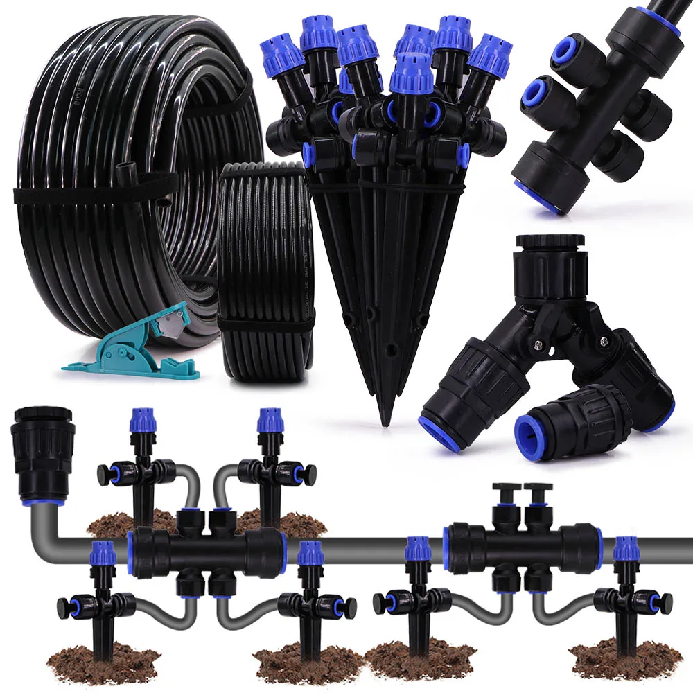 

Комплект капельного орошения 3/8 дюйма 360° ° Регулируемые спринклеры с 8 отверстиями, 6-позиционный быстрый разъем, большие садовые растения, автоматическая система полива