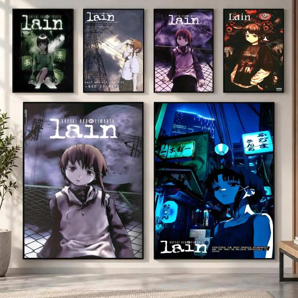 Cyberpunk anime Serial Experiments Lain Poster Decorative Home Accent, Unframed Wall Art Mural Print