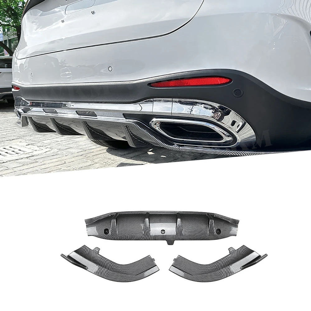 

Для Mercedes Benz GLC Class X254 GLC260 300 2023 + 3 шт. ABS углеродное волокно глянцевый черный задний бампер губ диффузор спойлер