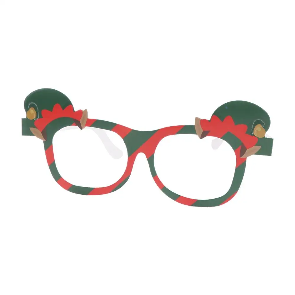 9pcs/set Cartoon Santa Claus Paper Glasses Papper Santa Claus/Snowman/Christmas Tree Snowflake Elk Glasses Foldable