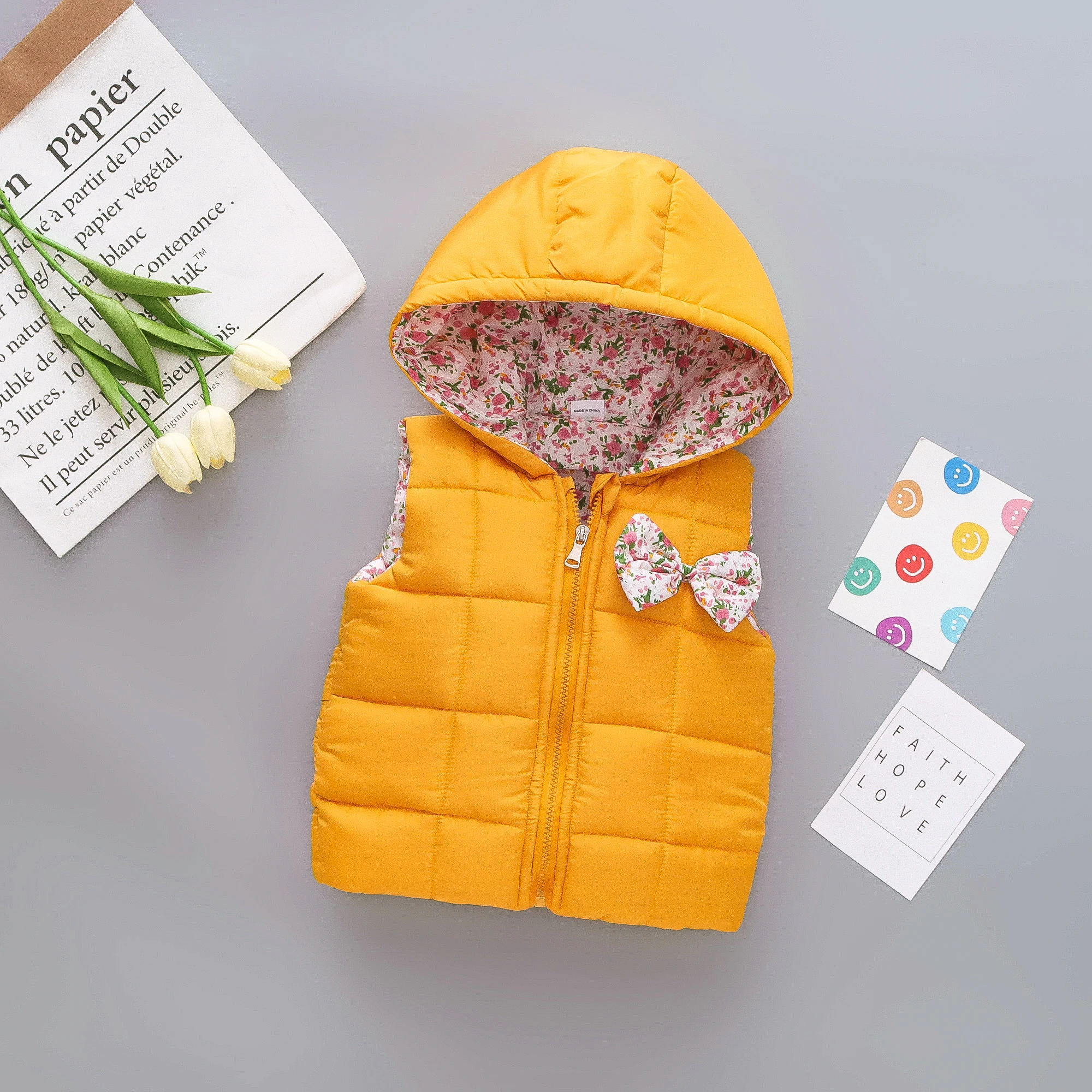 Winter children\'s clothing baby and toddler vest female baby warm vest shoulder jacket cotton jacket for external wear