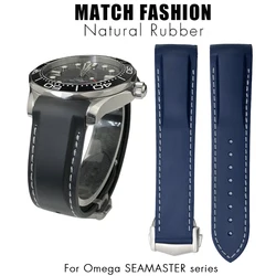 19mm 20mm 21mm 22mm Rubber Watchband for Omega Seamaster GMT Diver 300 Speedmaster for Aqua Terra AT150 Silicone Watch Strap