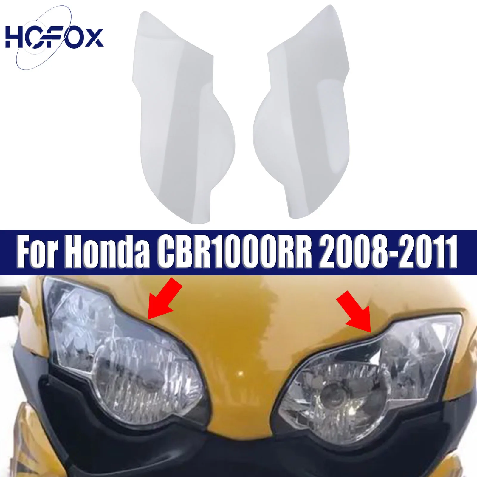 

For Honda CBR1000RR 2008-2011 Headlight Lens Shield Protector Left & Right Set