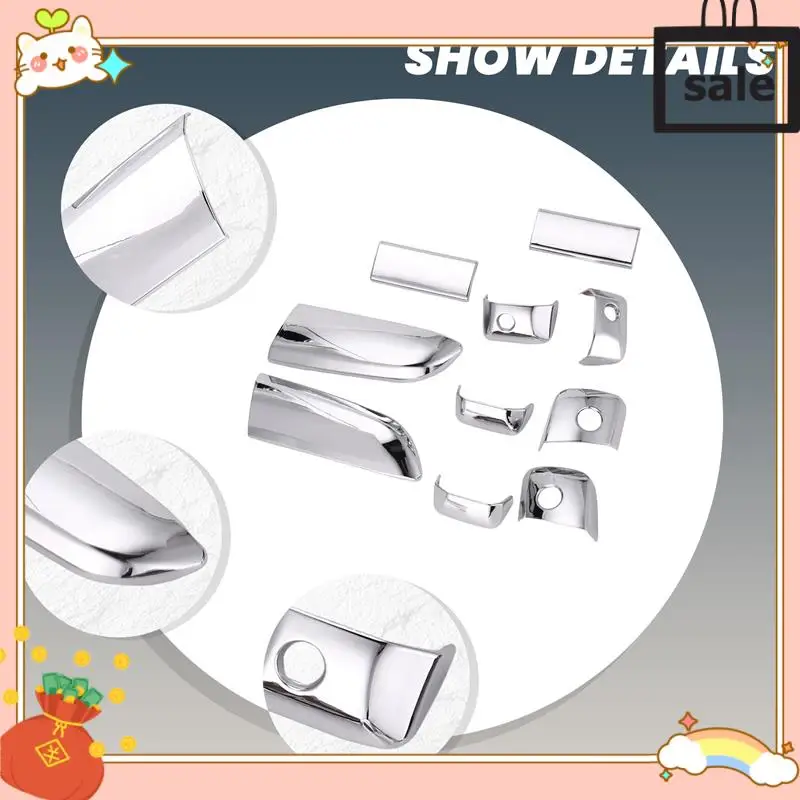 

NEW-10Pcs/Set Car ABS Chrome Door Handle Bowl Insert Frame Overlay Panel For Toyota Hiace 2005-2015 Car Styling