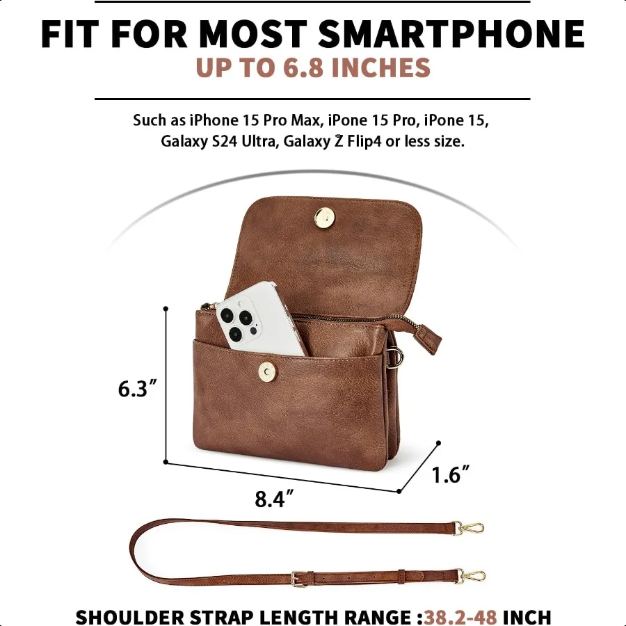 CHOLISS Small Crossbody Bags for Women Vegan Leather Cell Phone Purse Mini Travel Purse with Adjustable Strap