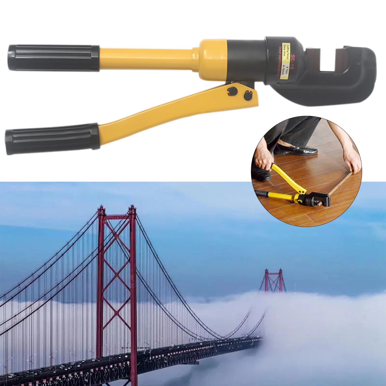 

Hydraulic Rebar Cutter SC-16 Metal Cutting Tool Portable Toolbox Rebar Fences Chains Shears 0.16-0.63 Inches Cutting Range