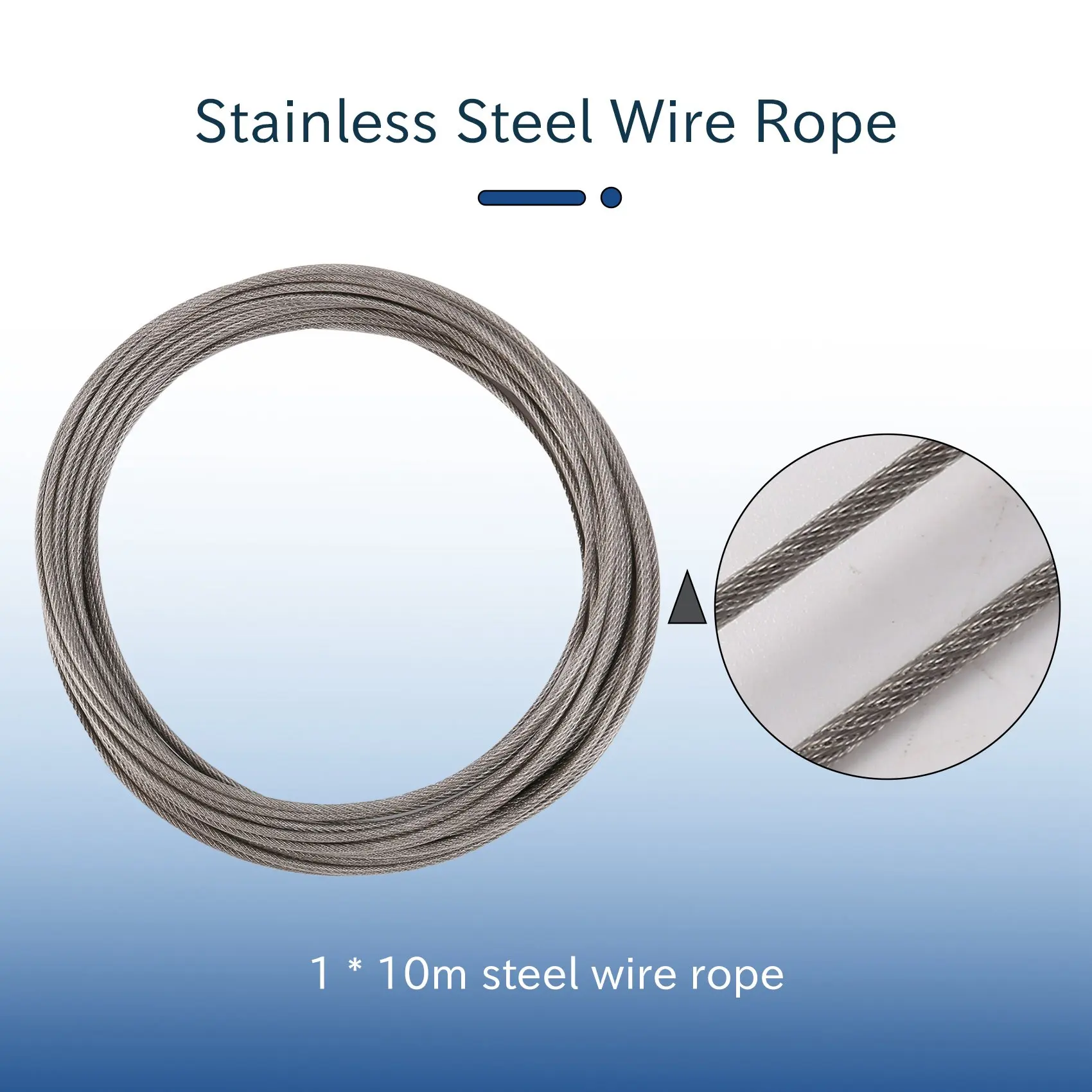 A67P-10M Stainless Steel Wire Rope PVC Coated Steel Cable Adjustable Curtain Rope Lamp Suspension Picture Wire For Hanging