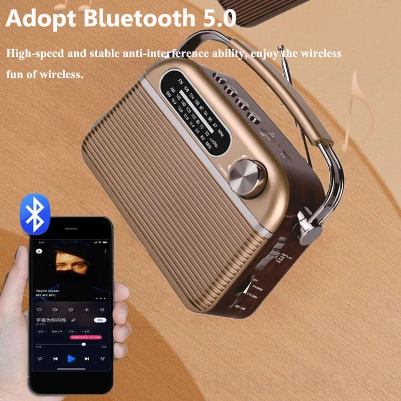 

Винтажные портативные радиоприемники FM/AM/SW с поддержкой Bluetooth, перезаряжаемые/питание от сети 220В, полнодиапазонные, с поддержкой TF-карт и USB-накопителей