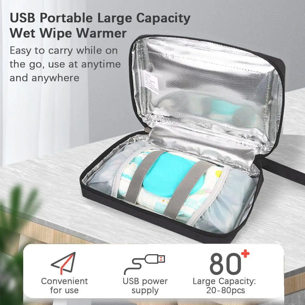Baby Natte Veeg Warmer Draagbare Usb-Doekjes Verwarmer Met Grote Capaciteit Babydoekjes Verwarmer Met 30 ℃ Tot 60 ℃ Instelbare Temperatuur