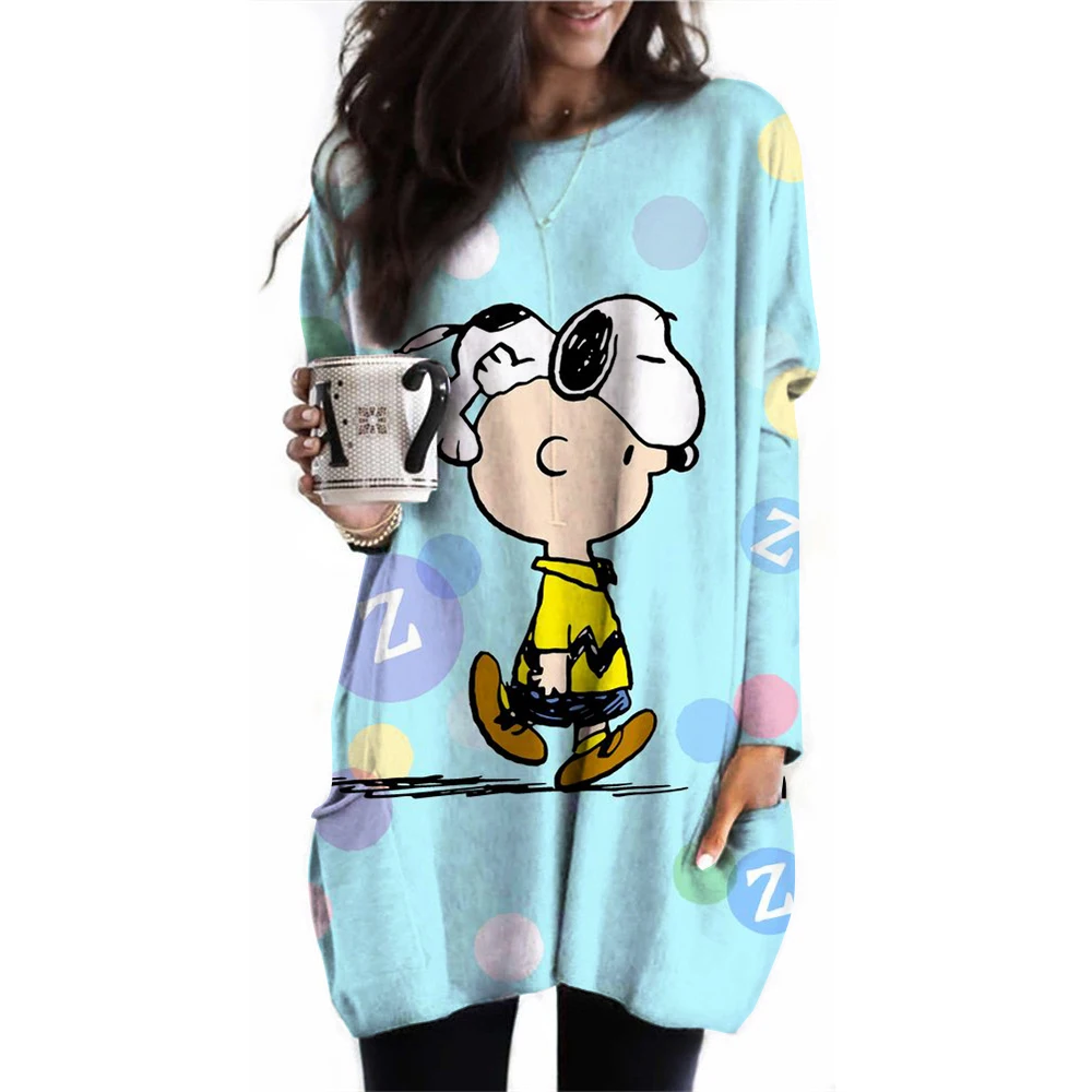 Anime Cute Printed Hoodies Women Cartoon Snoopy Y2k Korean Students Loose Sweatshirt Fashion Sweet Manga Unisex Clothing