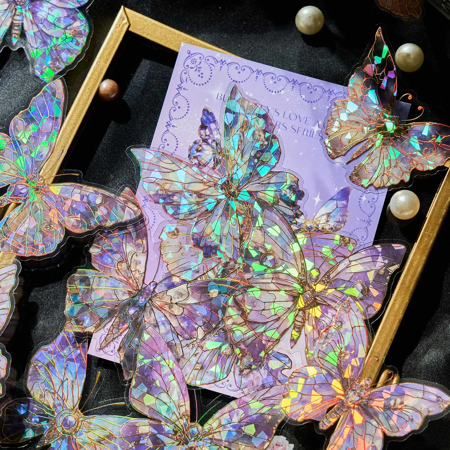 ชุดสติกเกอร์กันน้ำลายผีเสื้อ สัตว์เลี้ยง ลายดอกไม้รักผีเสื้อ ชุดเปลือกหอย แสง สมุดบันทึก DIY วัสดุตกแต่ง