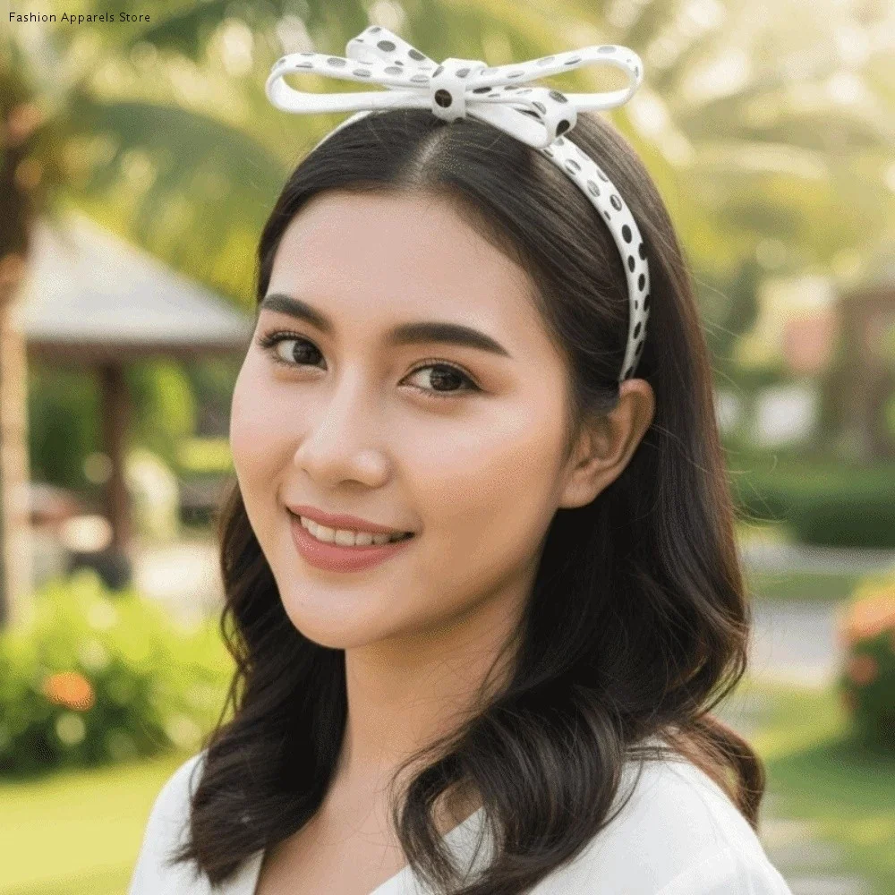 

Hair Accessory Headwear Polka Dot Hair Hoop Waterproof Solid Color Bow Headband Anti-slip Glossy Acetic Acid Hairband Girls