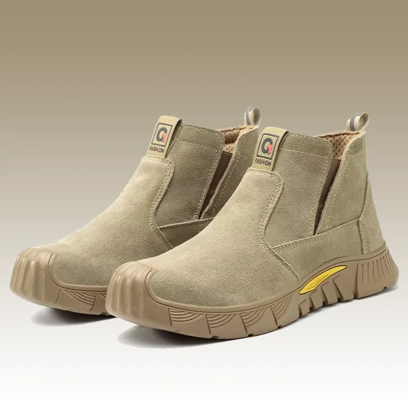 Stivali antinfortunistici da uomo Scarpe antinfortunistiche per saldatore Anti-Smash Materiale in pelle indistruttibile Stivali da lavoro Stivali di sicurezza con punta in acciaio Calzature