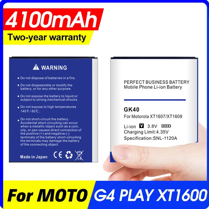 4100mah Battery Gk40 for Motorola G4 Play E4 Xt1766 Xt1607 Xt1609 Xt1600 Mot1609bat Snn5976a Mobile Phone