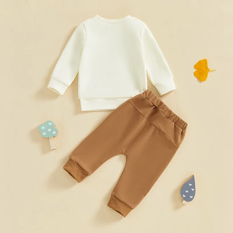 Toddler Baby Boy Girl Fall Outfit Letter Paw Print Long Sleeve Sweatshirt Elastic Waist Pants with Pockets 2 Piece Set