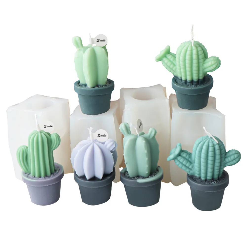 DIY Succulent Cactus Scented Candle Molds Cute Simulation Plant Cactus Scented Candle Plant Flower Soap Aromatherapy Crafts