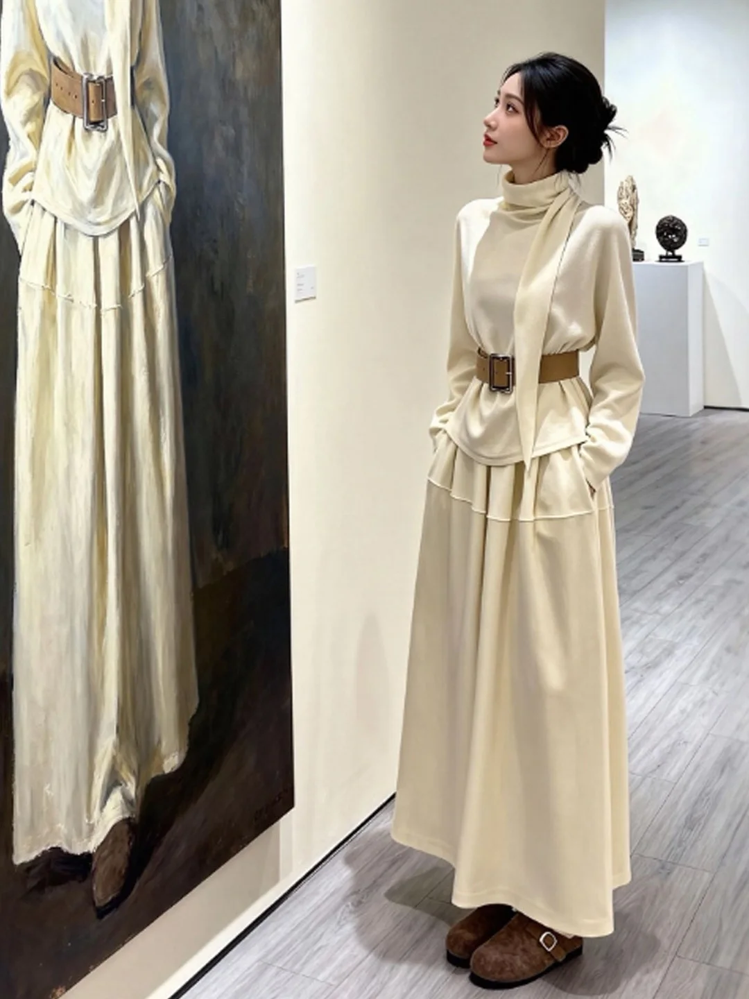 

Весенний комплект 2026: Мягкий и модный трикотажный топ с длинными рукавами и юбка. Удобный дизайн со средней талией для свиданий...