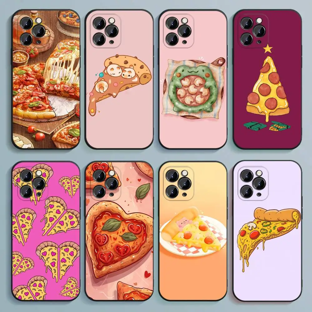 

Delicious cartoon pizza Phone Case For iPhone 17,16,15,14,13,12,Pro,Max,Plus,E,SE4,Air,Mini Black Soft Cover