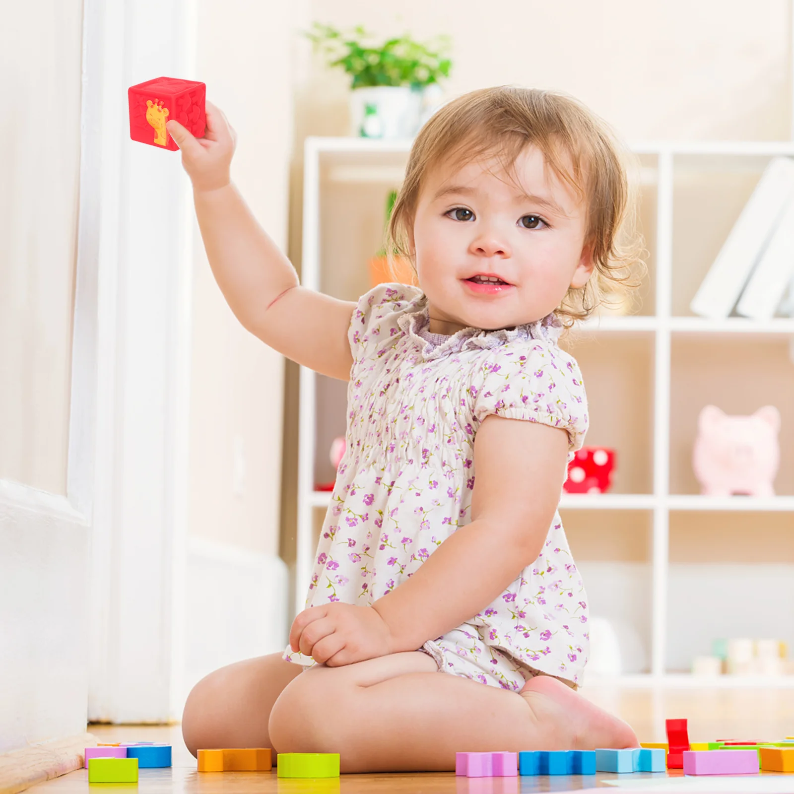 9 pezzi di blocchi di costruzione in gomma morbida per bambini, set di giocattoli impilabili in PVC per bambini