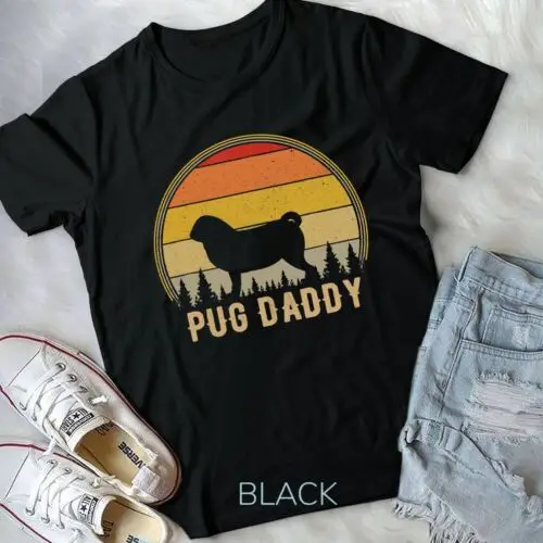 

Mens Pug Daddy Dog Funny Pug Dad Puppy Dog Father Unisex T-shirt