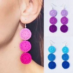 Exclusive Crochet Knit Pink Long Earrings For Women Fashion Girls Daily Wear Earrings Temperament Party Jewelry Gifts