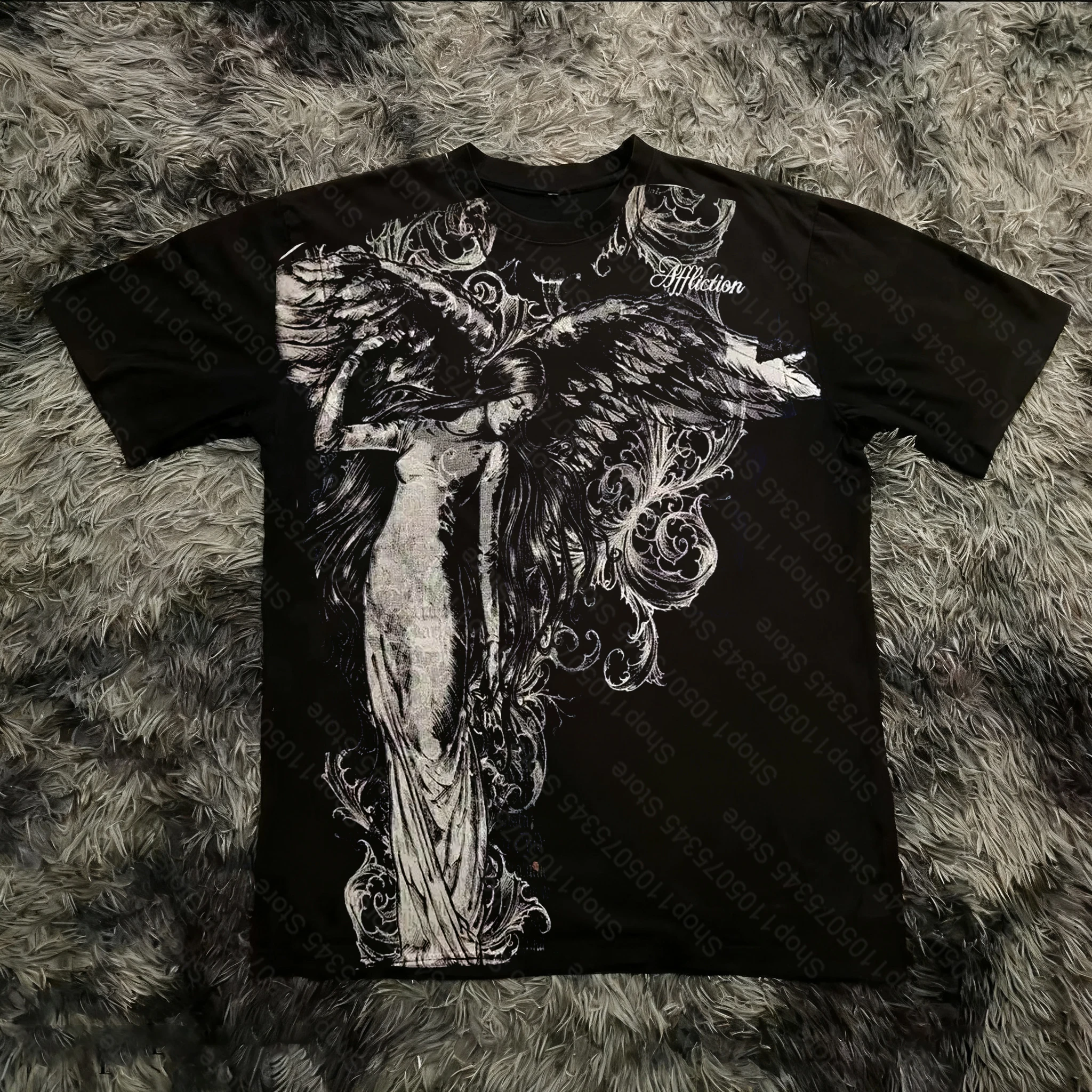 

Summer Classic Y2K Gothic Style T-shirt Print Oversized T Shirt High Street Shirts Round Neck Cotton Tops Mens Women T Shirt Tee