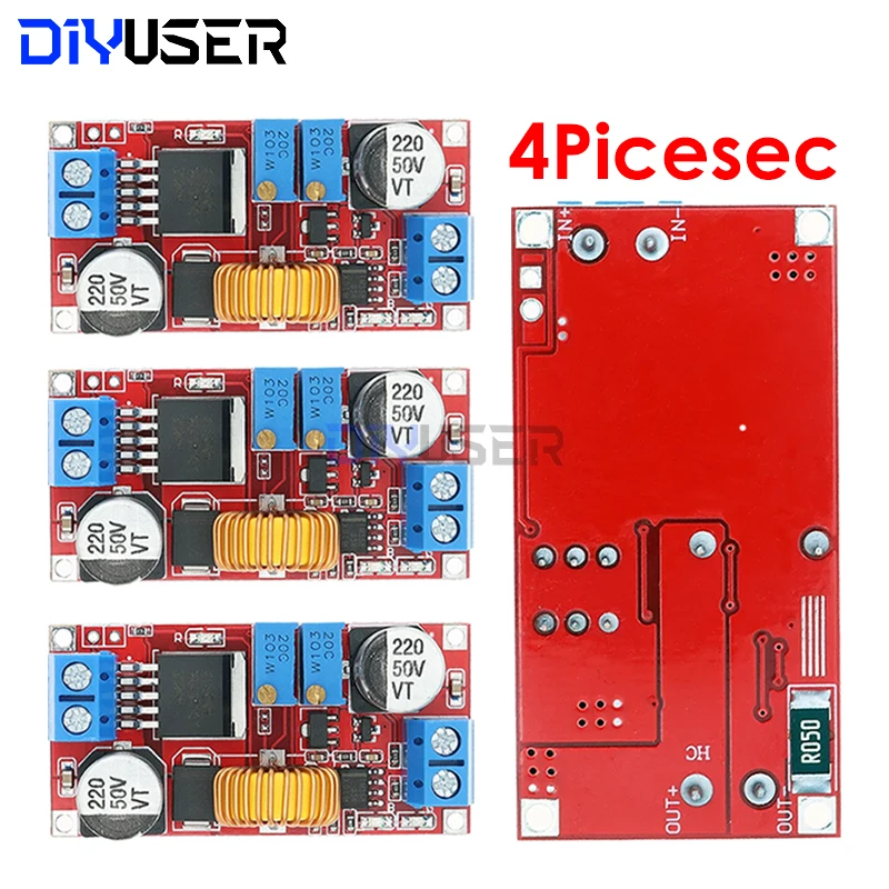 4pcs XL4015 5A DC to DC Power Converter 8-34V to 1.25-32V CC CV LED Driver Step Down Charging Board Lithium Charger Module