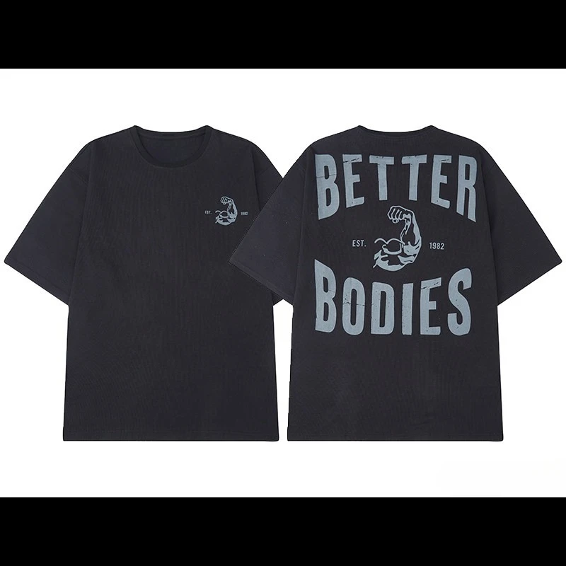 Pro Display Latissimus Dorsi Short-Sleeved Fitness European Style Powerlifting Big-Sized Muscular Male T-Shirt for Sports Wear image 5